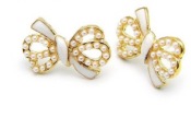 Cheap Sweety pearl bowknot stud earrings Ed0090white