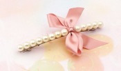 pearl and bowknot barrette  Fj00040beige