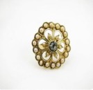 Retro diamond and pearl yellow ring Jz00045